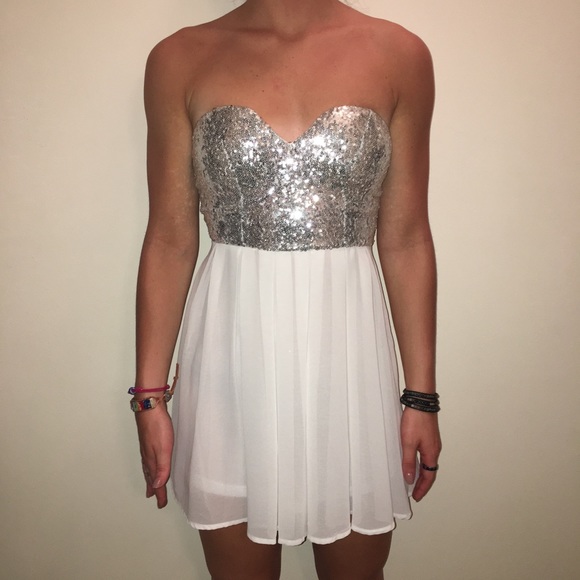 strapless sparkly dress